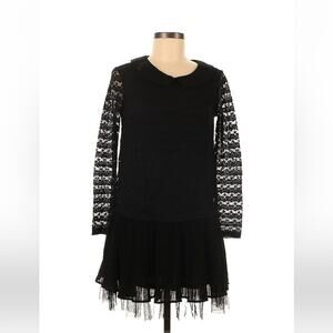 Tonlion Style black lace and pleated skirt drop waist dress, size 160/84a S or M